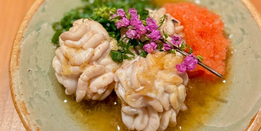 海老スケッタ(ホタテ・イカ・甘エビ昆布〆)