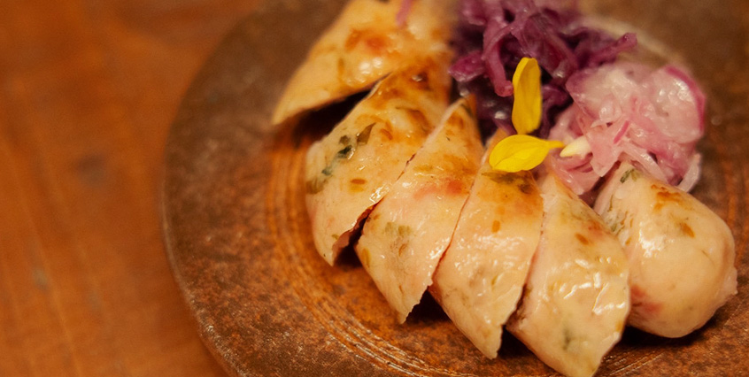 STANDソーセージ(大葉+軟骨 酒粕あちゃーる添え)