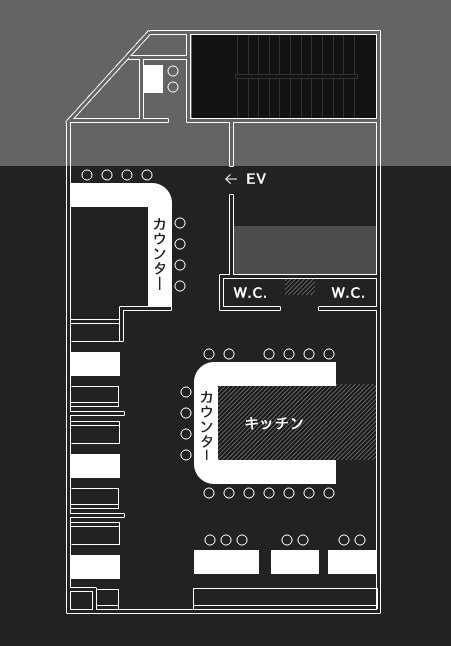 三茶一九 ハナレ 店内座席見取り図(フロアマップ)